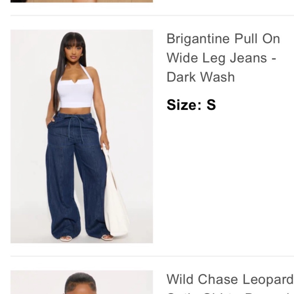 NWT Fashion Nova Wide Leg Pull On Jeans Dark Wash Palazzo Denim Size S - Picture 2 of 11